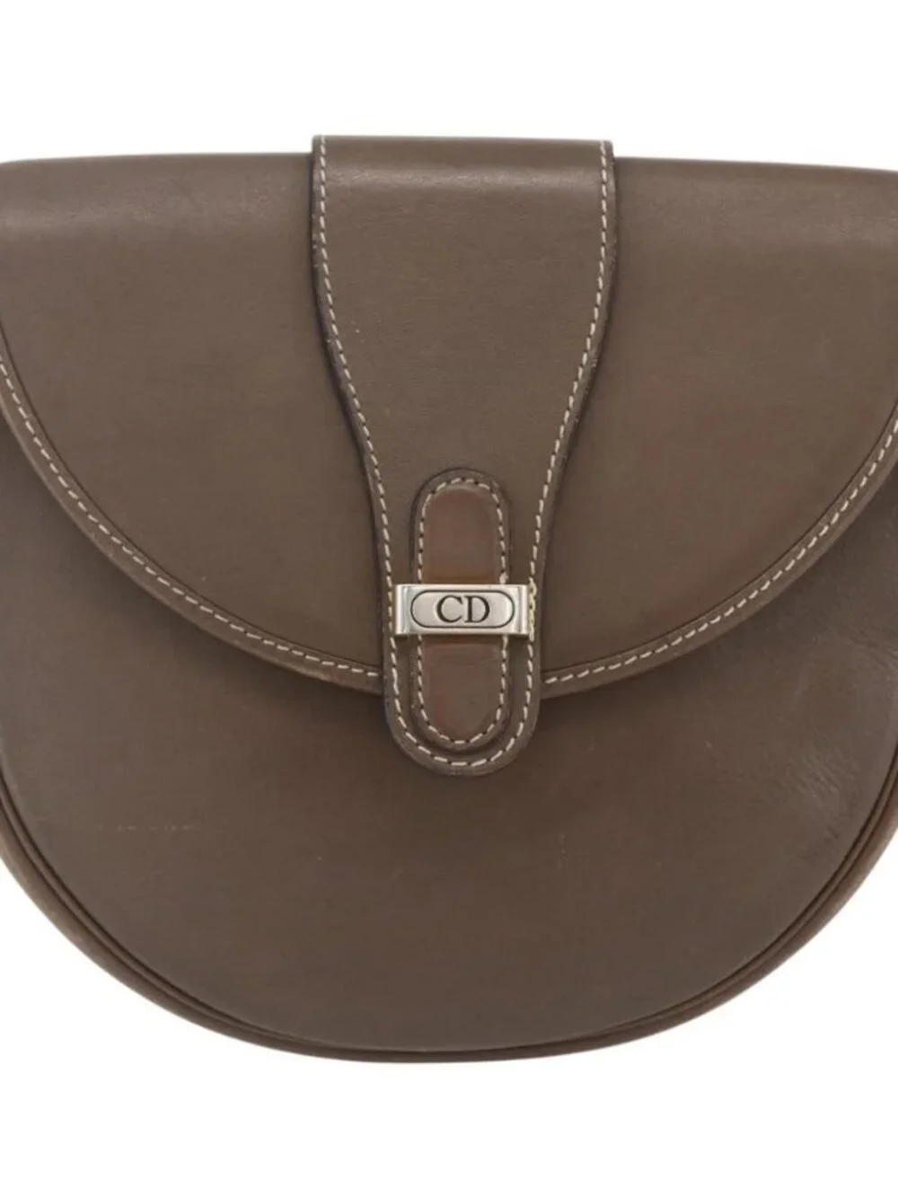 Christian Dior Shoulder Bag Leather Brown Gold Auth 151731 - Picture 2 of 16